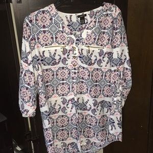 Elephant and Floral Patterned Blouse